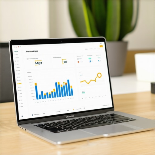 Business owner using a laptop with financial graphs, symbolizing automation and advanced CPA solutions.