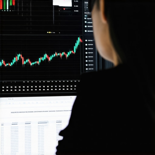 Business professional analyzing financial data on digital dashboard