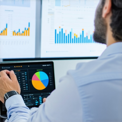 Analyzing Payroll Data with Advanced Analytics Tools Business owner reviewing payroll analytics on a computer screen in a modern office.