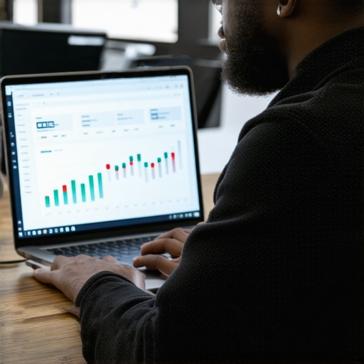 Business owner analyzing financial data on smart CPA software interface