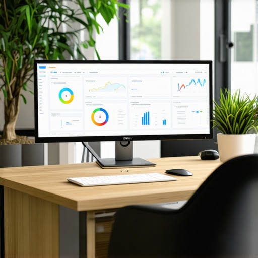 A professional working on payroll automation software on a computer screen.