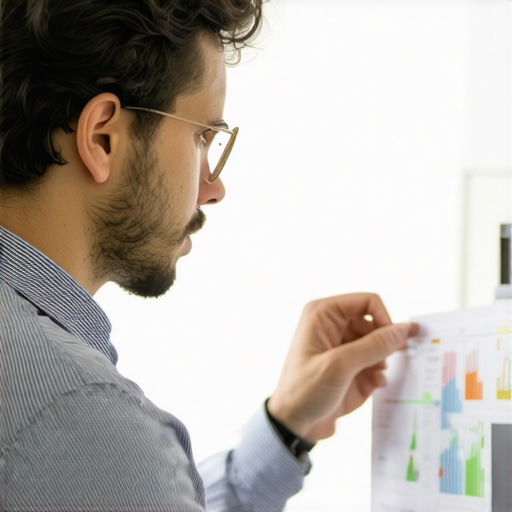 Business owner reviewing customized financial dashboard with advanced analytics