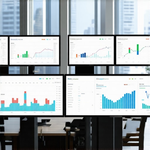 Future of Business Finance Business professional analyzing digital financial dashboards with AI insights.