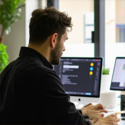 Small Business Owner Using Payroll Software Business owner managing payroll with smart CPA tools on computer