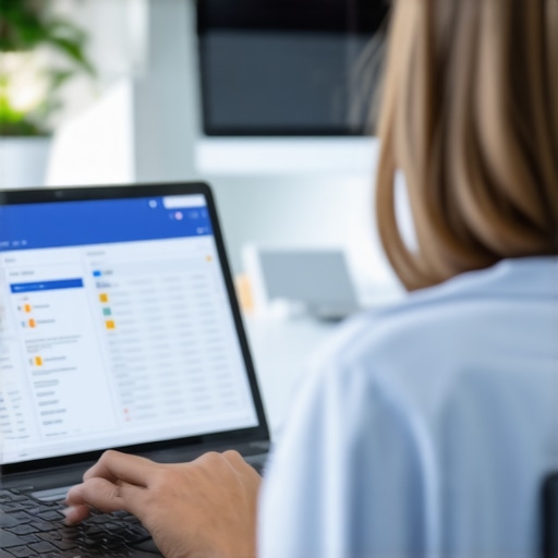 Person analyzing payroll data on a computer screen, emphasizing automation and accuracy in financial management