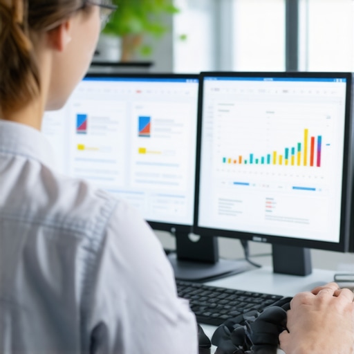 Person analyzing financial data on a laptop with graphs and charts