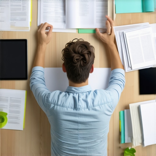 Person organizing financial documents and digital files for stress-free tax filing