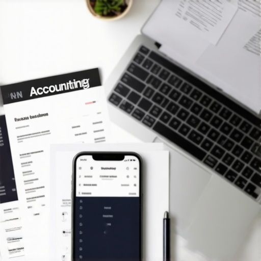 Laptop and financial tools on a desk representing efficient financial management.