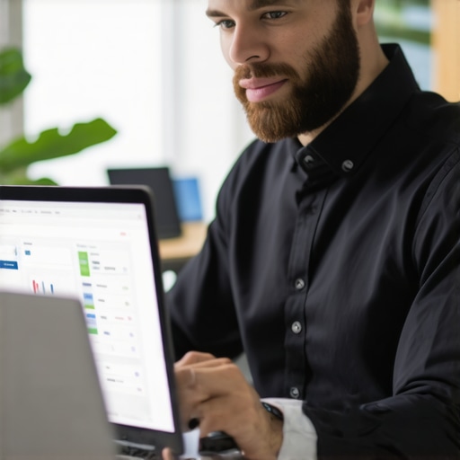 Small business owner managing payroll on a laptop with smart CPA tools