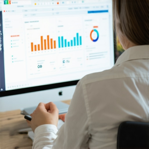 Accountant analyzing digital financial reports on a computer to ensure system health