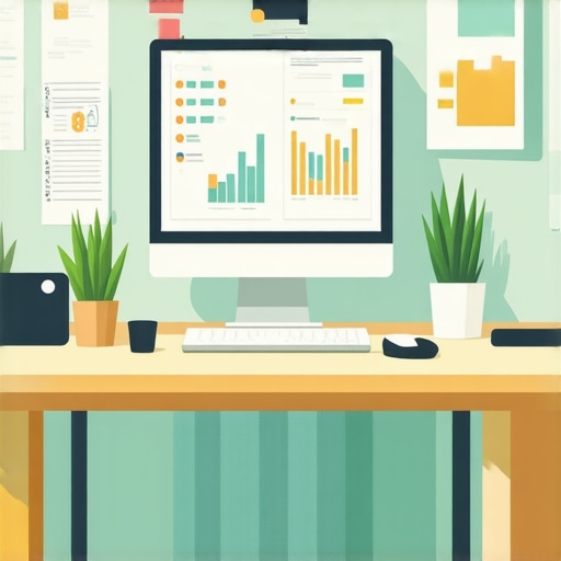 A workspace featuring digital financial dashboards, checklists, and software icons representing systematic maintenance.