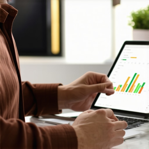 Business owner examining bookkeeping and tax data on computer