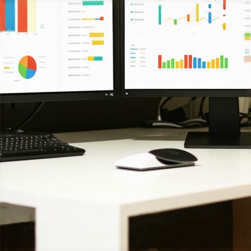 A clean, organized workspace with accounting software open on screens, illustrating streamlined financial management.