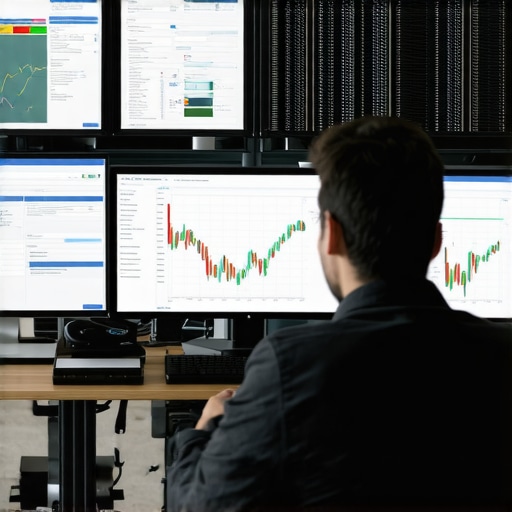 A person using multiple monitors displaying accounting and payroll software with automation features.
