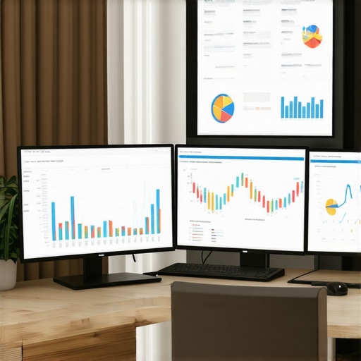 Home office setup with accounting tools and finance management software.