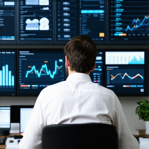 Automated Financial Management Dashboards A professional using a digital dashboard to manage bookkeeping and payroll in a modern office environment.