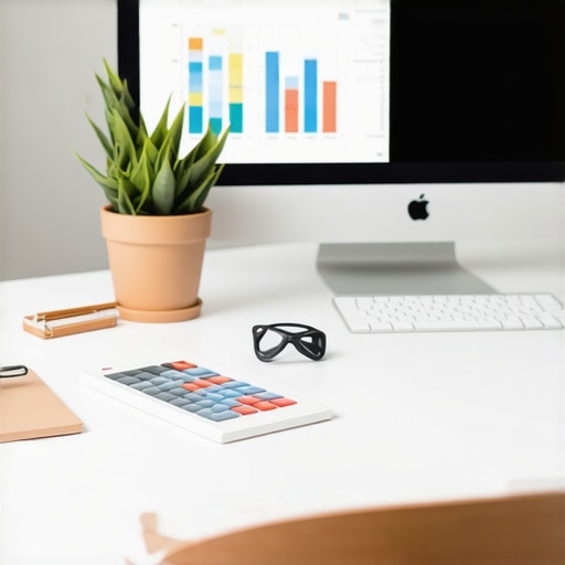 Efficient CPA Office Setup A modern CPA workspace with digital accounting tools and organized documents.