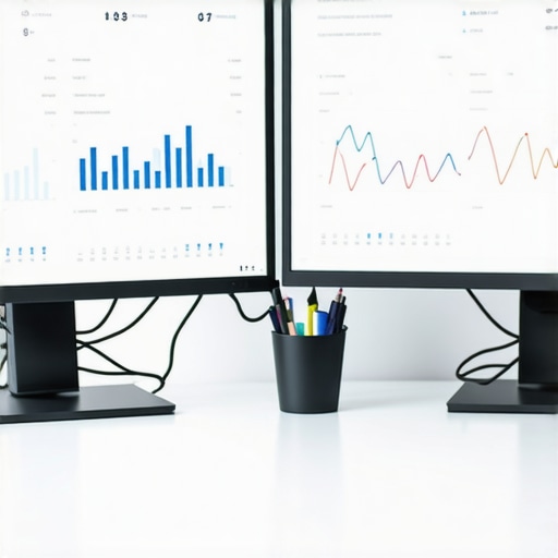 Office setup with accounting dashboards on screens illustrating financial automation.