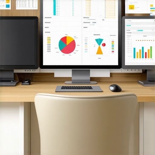 Efficient CPA Workspace Setup Workspace with accounting software and financial data on screens, illustrating effective CPA management tools.