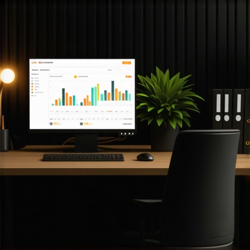 Efficient Digital Workspace for CPA Services A sleek workspace with multiple monitors displaying accounting dashboards and automation tools for bookkeeping and tax management.
