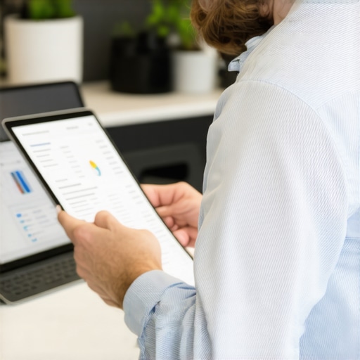 Efficient financial management for CPA systems Business owner analyzing digital financial reports in a modern office