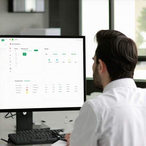 Modern Bookkeeping and Payroll Tools Accountant using automated software for bookkeeping and payroll management.