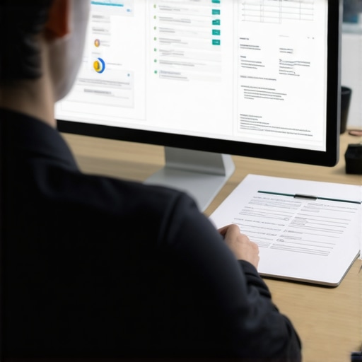 Business owner analyzing multi-state tax data on a computer