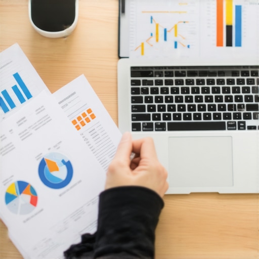 Person analyzing payroll invoices and charts for cost reduction