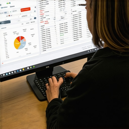 Proactive Business Compliance Entrepreneur analyzing financial data with automation tools to ensure long-term compliance.