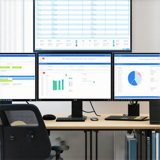 Workspace showing accounting software, spreadsheets, and bank feeds for seamless financial management.