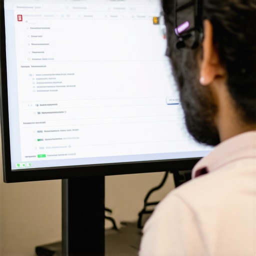 Accountant fixing bank feed connection on computer.