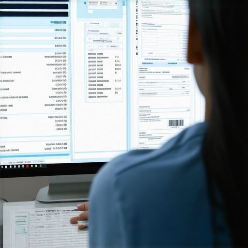 Automated Financial Management System in Action Person managing business finances with automation tools and digital receipts