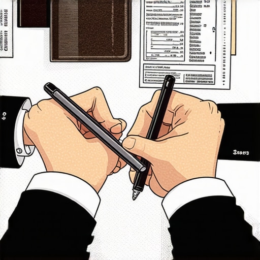 Person comparing bank statements with ledger entries