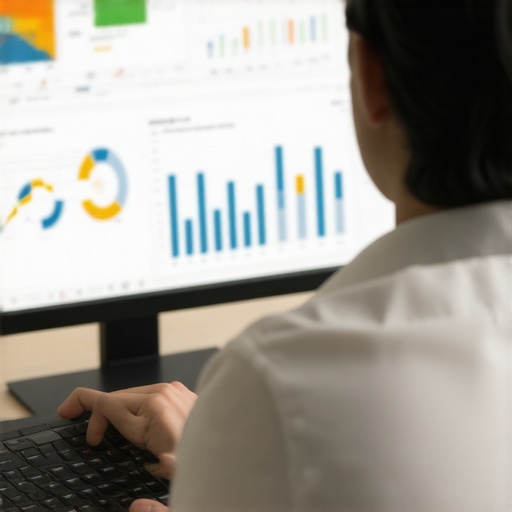 Accountant using computer software for bookkeeping and financial management