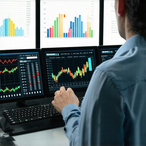 Digital CPA Tools in Action Accountant analyzing financial data on computer screens with advanced software.
