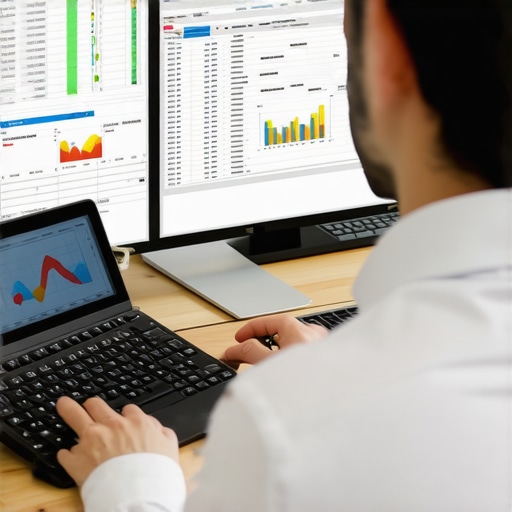 Efficient Bookkeeping with Automation Accountant analyzing financial data on a computer for streamlined bookkeeping.