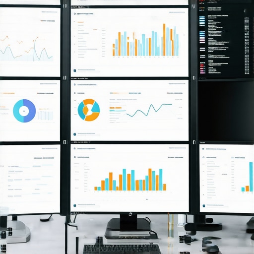Efficient Financial Management Workspace Showcase of an accountant's workspace with financial dashboards and software tools for bookkeeping and payroll management.