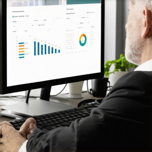Accountant analyzing digital invoices and financial data