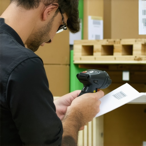 Inventory Counting in Warehouse Person scanning barcodes during inventory check in a warehouse