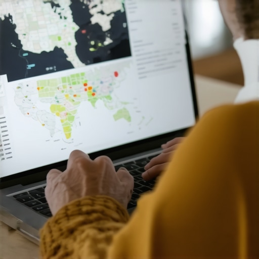 Person working on a laptop with multi-state tax management overlay