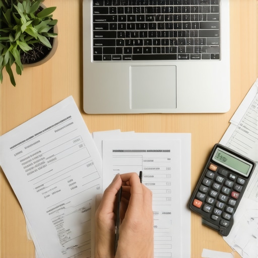 Person organizing receipts and financial papers for tax preparation