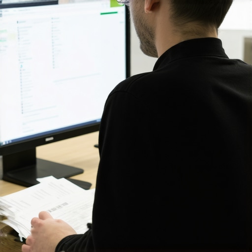 Person arranging electronic receipts on their computer to prepare for taxes.