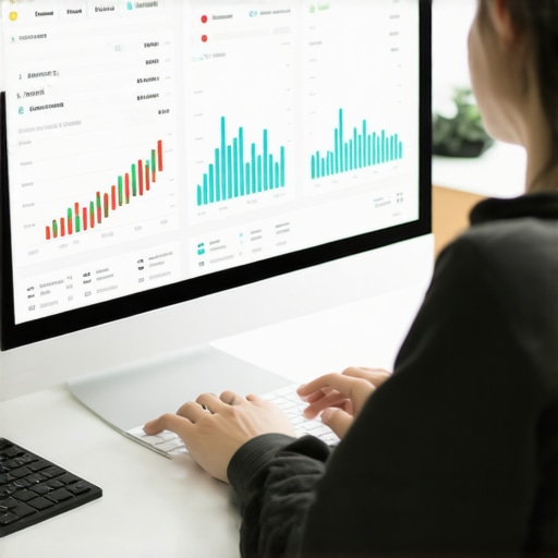 Person configuring automation rules on computer for bookkeeping