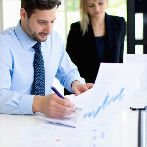CPA and Business Owner Review Financials CPA and small business owner analyzing financial documents together.