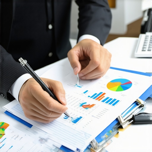 Business owner and CPA analyzing financial records together to ensure compliance and proper bookkeeping.