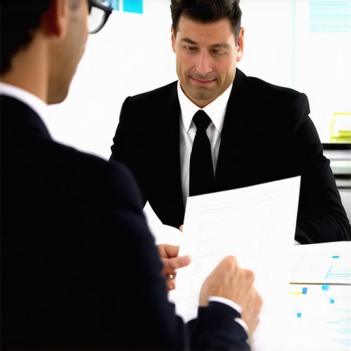 Business owner consulting with CPA over financial records, emphasizing audit readiness.