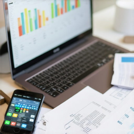 Effective Financial Tool Setup for Small Businesses Person managing bookkeeping on a laptop with financial apps open.