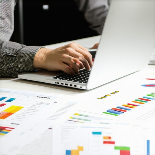 Business owner reconciling foreign currency transactions using exchange rate charts and accounting software.