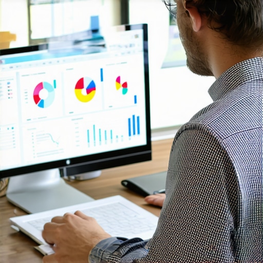 Efficient Bookkeeping with Software Tools Business owner analyzing financial data on a computer for ongoing maintenance