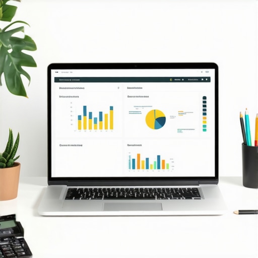 Laptop screen showing accounting software with charts and spreadsheets, symbolizing streamlined payroll and bookkeeping.